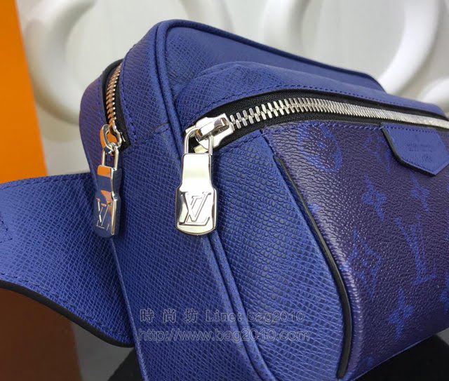 LV腰包 M30251 限量版 路易威登Outdoor腰包 LV男胸包 LV籃花Taïga皮革男腰包  ydh2973